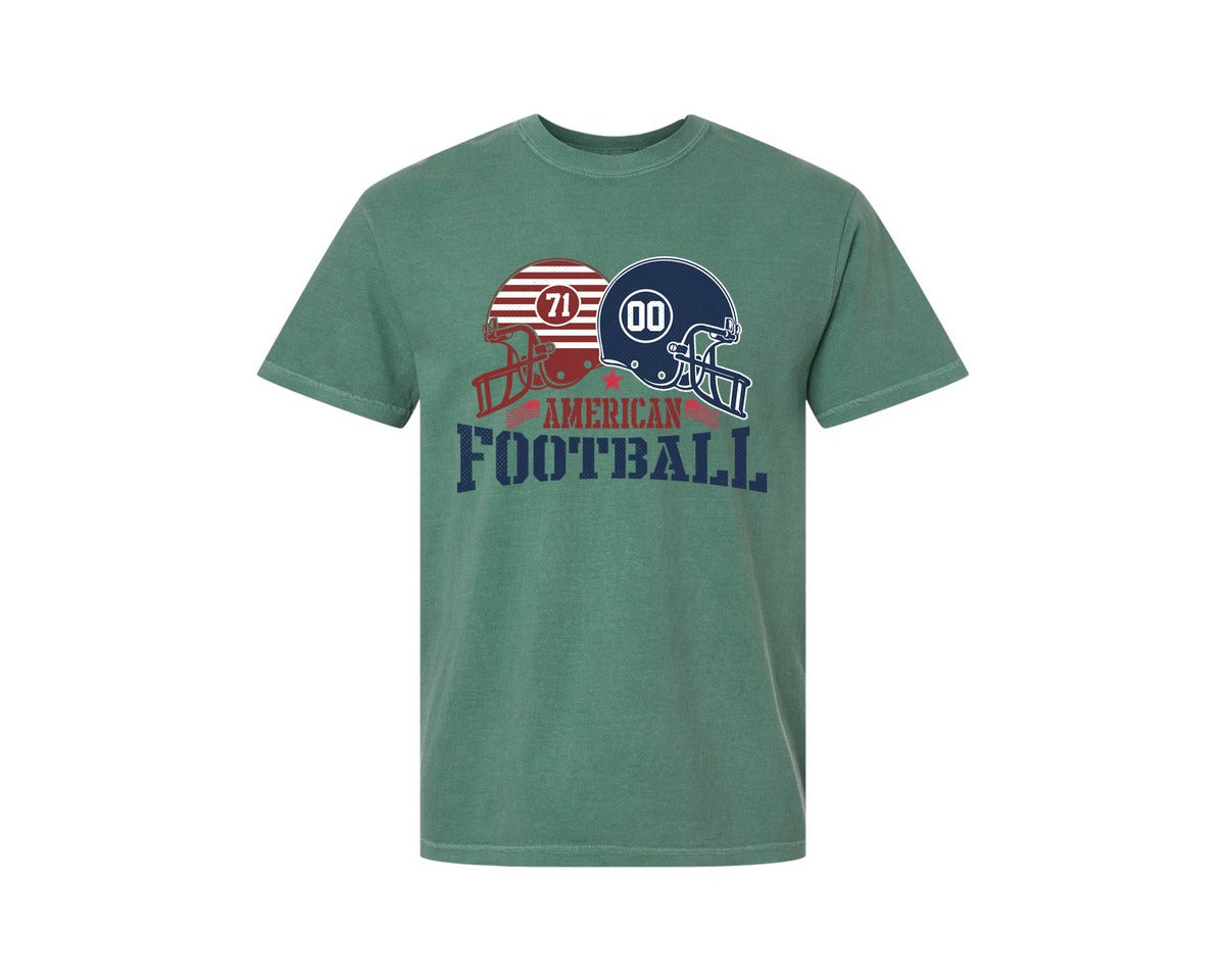 brand:Comfort Colors|color:Light Green|American Football With Us Flag T Shirt 5 Graphic T-Shirt