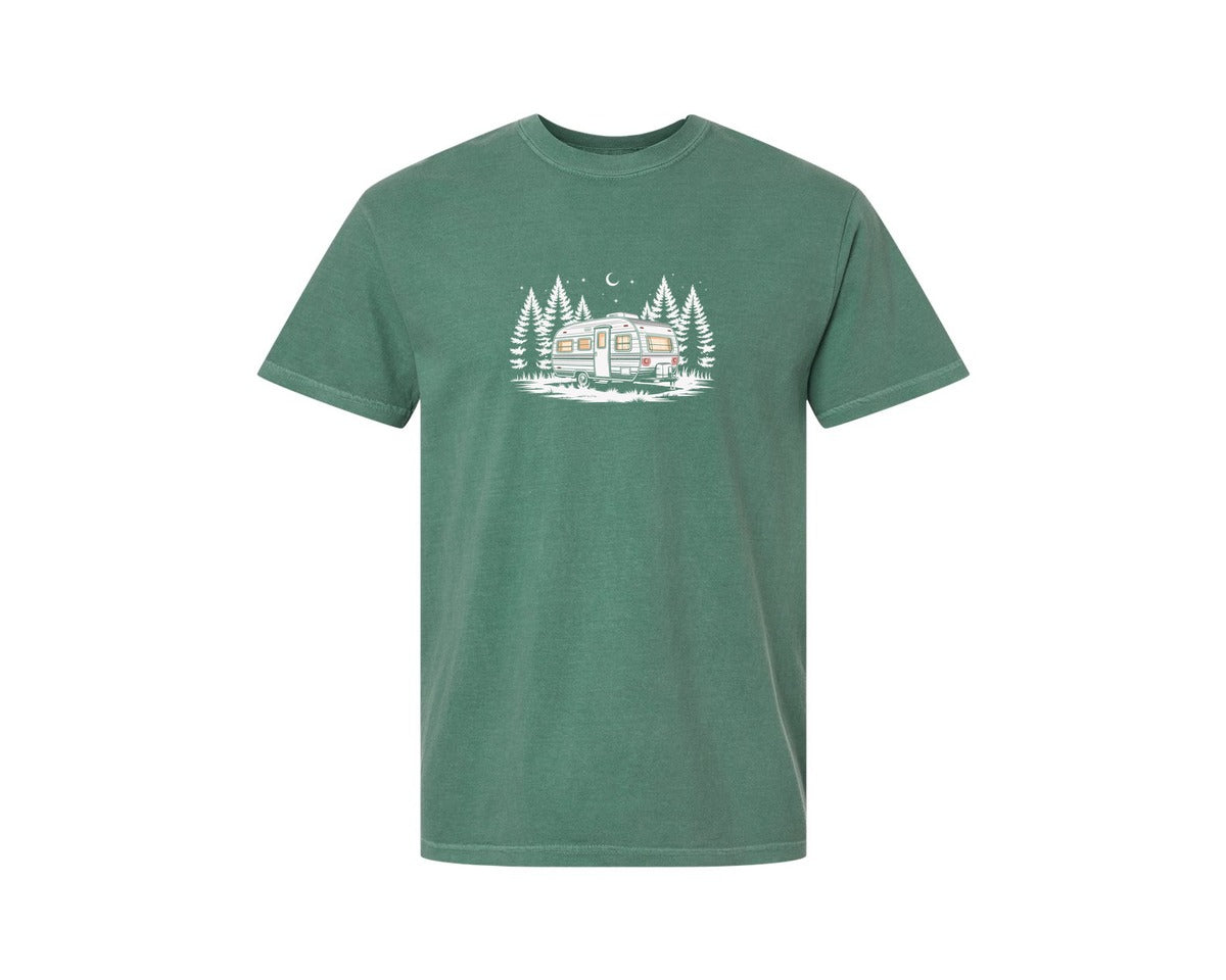 brand:Comfort Colors|color:Light Green|Retro Camping Life Shirt Graphic T-Shirt