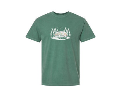 brand:Comfort Colors|color:Light Green|Retro Camping Life Shirt Graphic T-Shirt