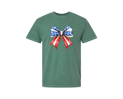 brand:Comfort Colors|color:Light Green|4Th Of July Bow Design T Shirt 7 Graphic T-Shirt