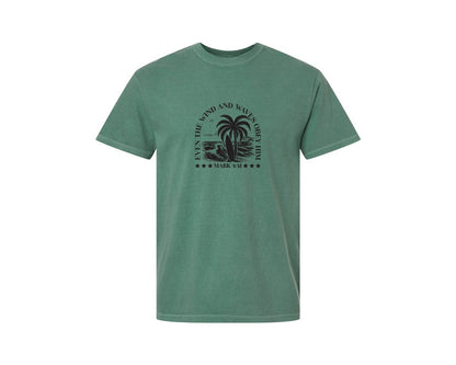 brand:Comfort Colors|color:Light Green|Wind And Waves Obey Him Mark 441 Graphic T-Shirt