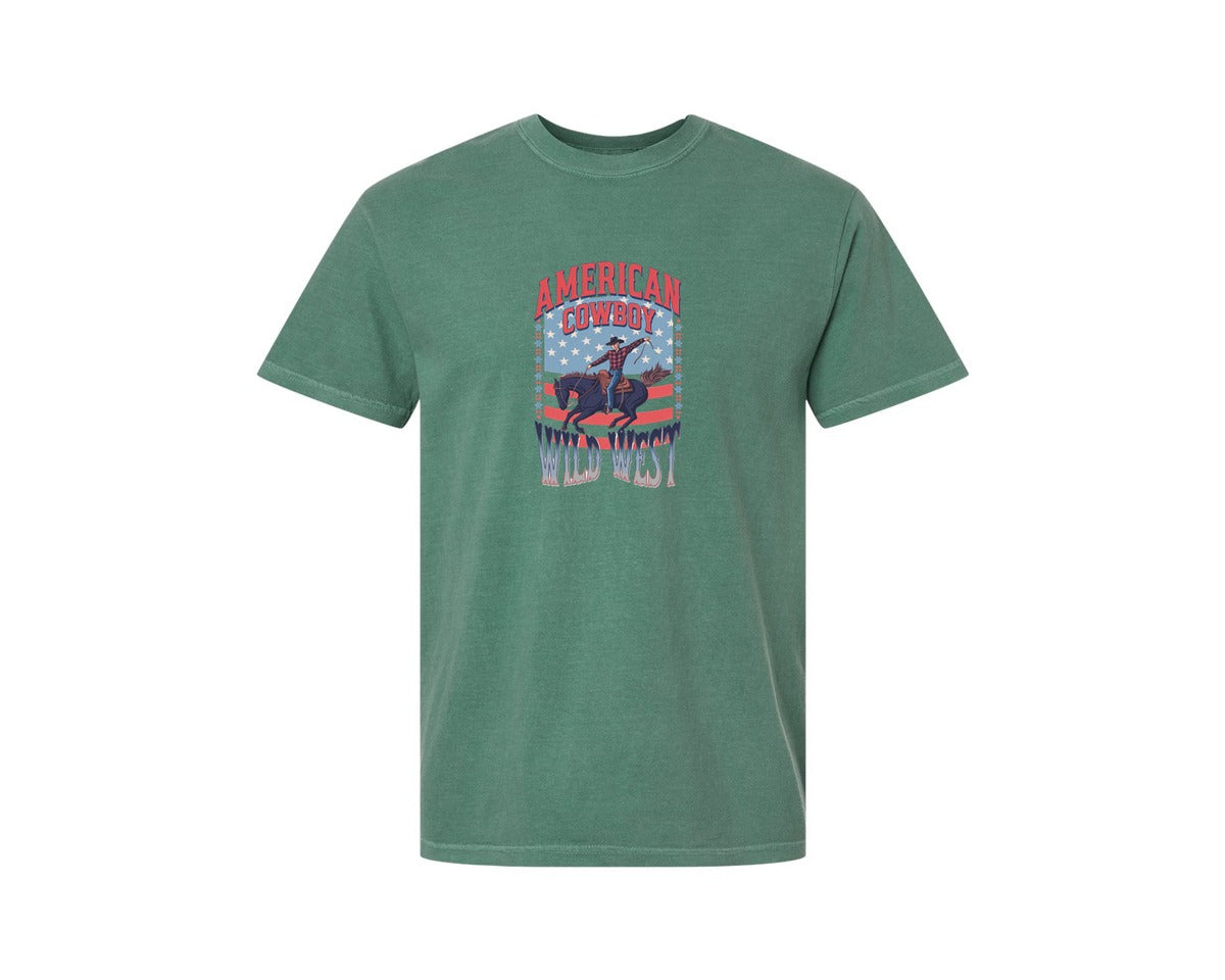 brand:Comfort Colors|color:Light Green|American Cowboy Wild West Vintage Graphic T-Shirt