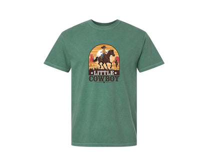brand:Comfort Colors|color:Light Green|Little Cowboy Western Horse Riding Graphic T-Shirt