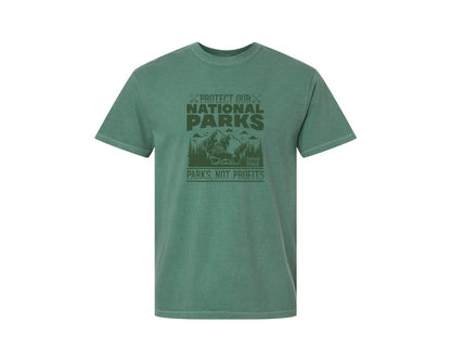 brand:Comfort Colors|color:Light Green|Protect Our National Parks Defund Doge 2 Graphic T-Shirt