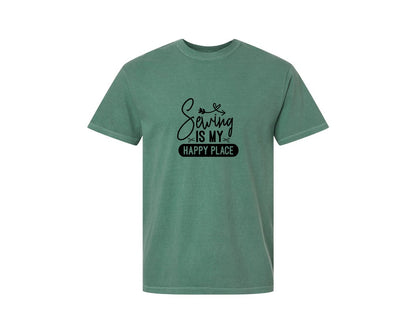 brand:Comfort Colors|color:Light Green|Sewing Is My Happy Place 36 Graphic T-Shirt