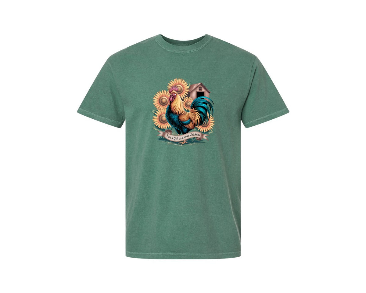 brand:Comfort Colors|color:Light Green|Just A Girl Who Loves Chickens 10 Graphic T-Shirt