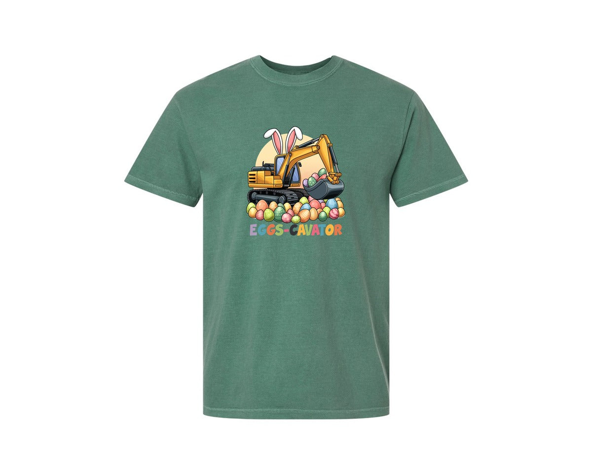brand:Comfort Colors|color:Light Green|Eggs Cavator Easter Excavator 2 Graphic T-Shirt