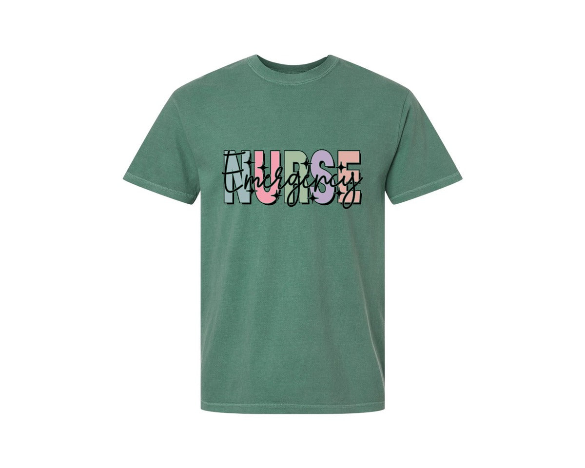 brand:Comfort Colors|color:Light Green|Er Nurse Design Emergency Nurse Graphic T-Shirt