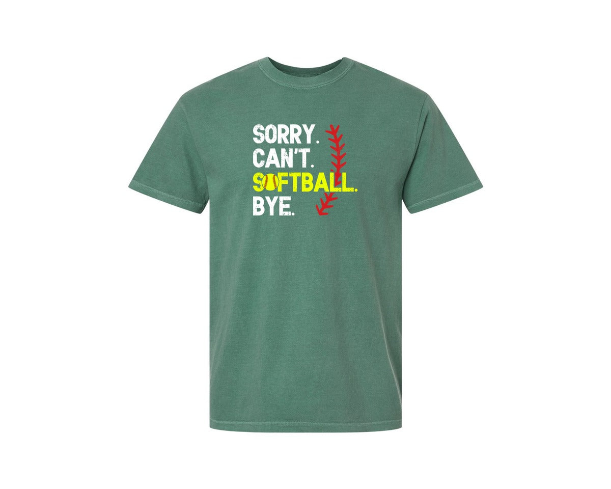 brand:Comfort Colors|color:Light Green|Sorry Cant Softball Bye T Shirt Graphic T-Shirt