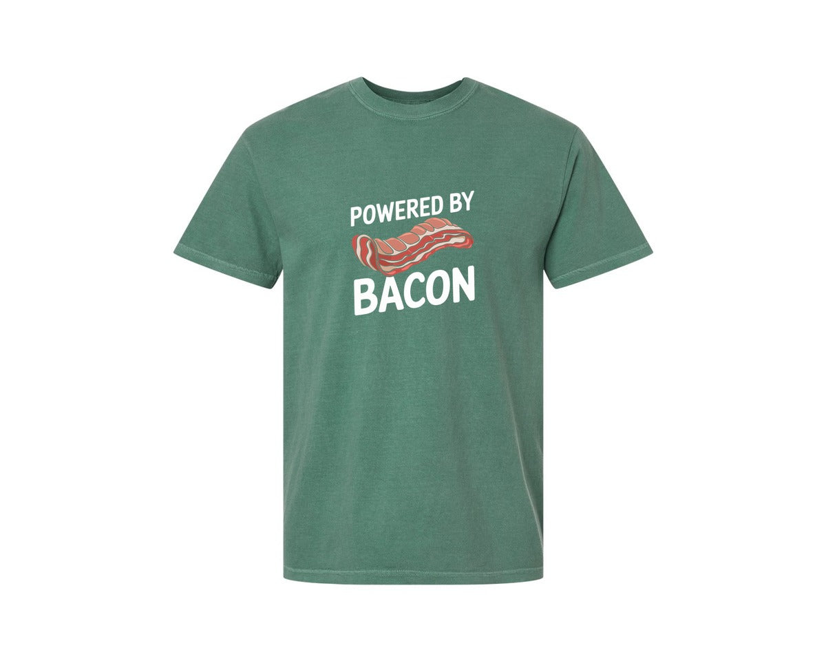 brand:Comfort Colors|color:Light Green|Powered By Bacon T Shirt Design 2 Graphic T-Shirt
