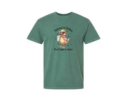 brand:Comfort Colors|color:Light Green|Silence Is Golden Sarcastic Funny Graphic T-Shirt