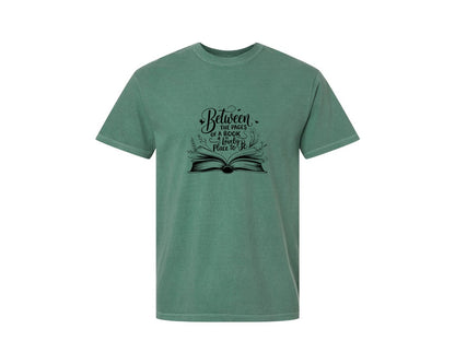 brand:Comfort Colors|color:Light Green|Between The Pages Of A Book Is A Lovely 24 Graphic T-Shirt