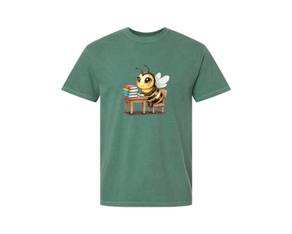 brand:Comfort Colors|color:Light Green|Back To School Bee 26 Graphic T-Shirt