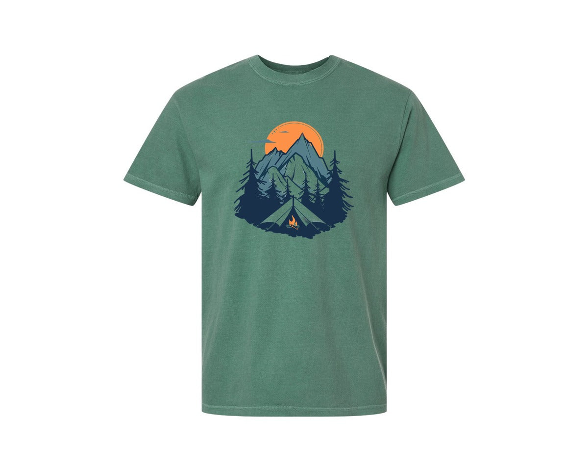 brand:Comfort Colors|color:Light Green|Sunset Camping Adventure T Shirt Design 8 Graphic T-Shirt