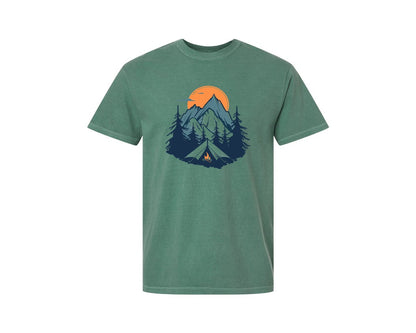 brand:Comfort Colors|color:Light Green|Sunset Camping Adventure T Shirt Design 8 Graphic T-Shirt