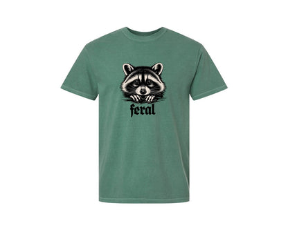 brand:Comfort Colors|color:Light Green|Feral Raccoon Gothic Grunge Wild Graphic T-Shirt