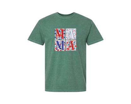 brand:Comfort Colors|color:Light Green|4Th Of July Mama Patriotic Mom Graphic T-Shirt