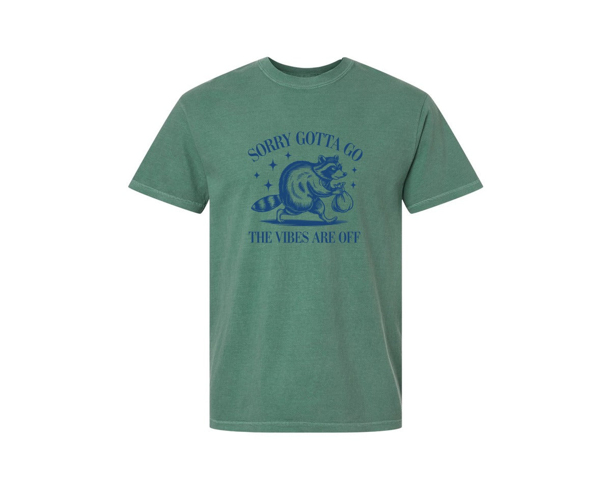 brand:Comfort Colors|color:Light Green|Sorry Gotta Go The Vibes Are Off Des Graphic T-Shirt
