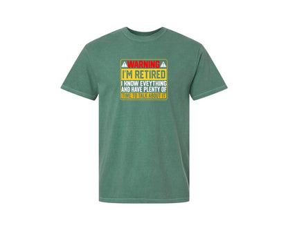 brand:Comfort Colors|color:Light Green|Warning Im Retired Career T Shirt Graphic T-Shirt