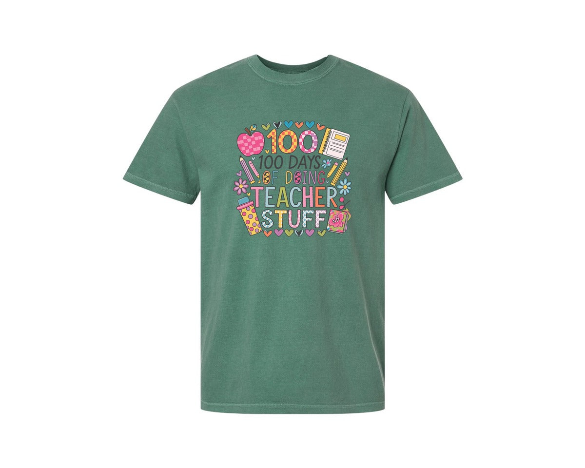 brand:Comfort Colors|color:Light Green|100 Days Of School 57 Graphic T-Shirt