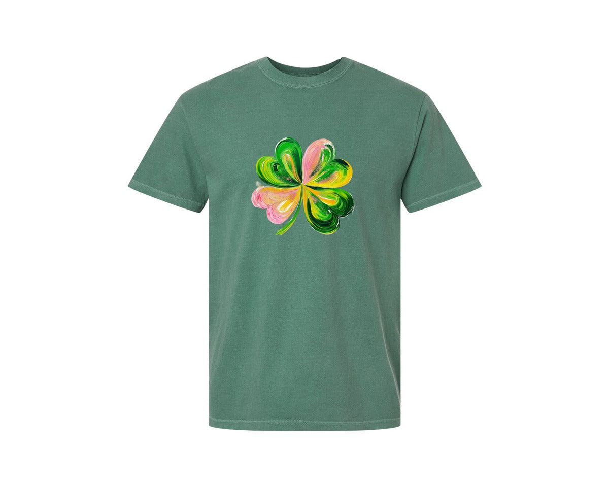 brand:Comfort Colors|color:Light Green|Brushstroke Shamrock Graphic T-Shirt