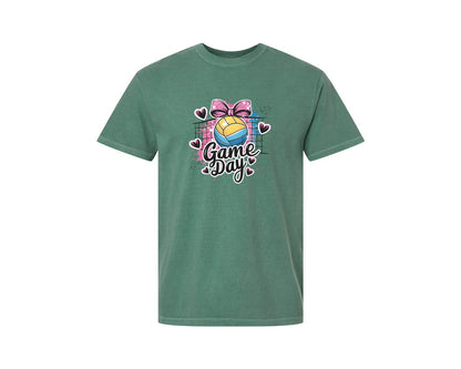 brand:Comfort Colors|color:Light Green|Game Day Volleyball Cute Girly Spo Graphic T-Shirt