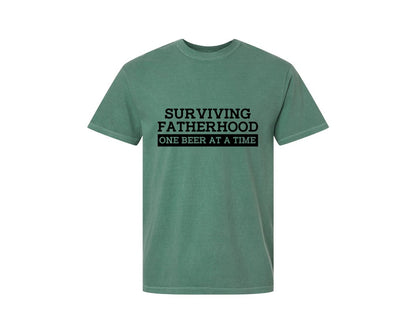 brand:Comfort Colors|color:Light Green|Surviving Fatherhood Mens T Shirt Graphic T-Shirt