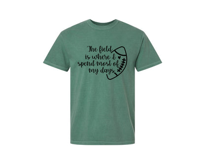 brand:Comfort Colors|color:Light Green|Football Mom 103 Graphic T-Shirt