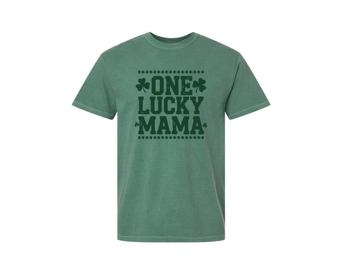 brand:Comfort Colors|color:Light Green|One Lucky Mama Design 40 Graphic T-Shirt