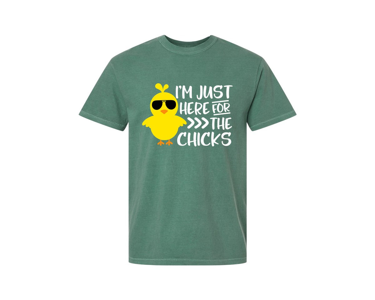 brand:Comfort Colors|color:Light Green|I Am Just Here For The Chicks 4 Graphic T-Shirt