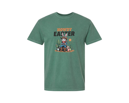 brand:Comfort Colors|color:Light Green|Howdy Easter Western Cowboy Bunny 2 Graphic T-Shirt