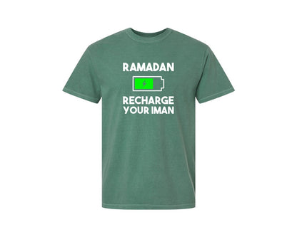 brand:Comfort Colors|color:Light Green|Ramadan Recharge Your Iman Muslim Motiv Graphic T-Shirt