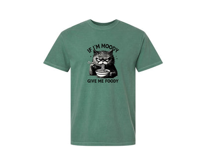 brand:Comfort Colors|color:Light Green|Funny Sarcastic Cat Ramen If Im Moody Graphic T-Shirt
