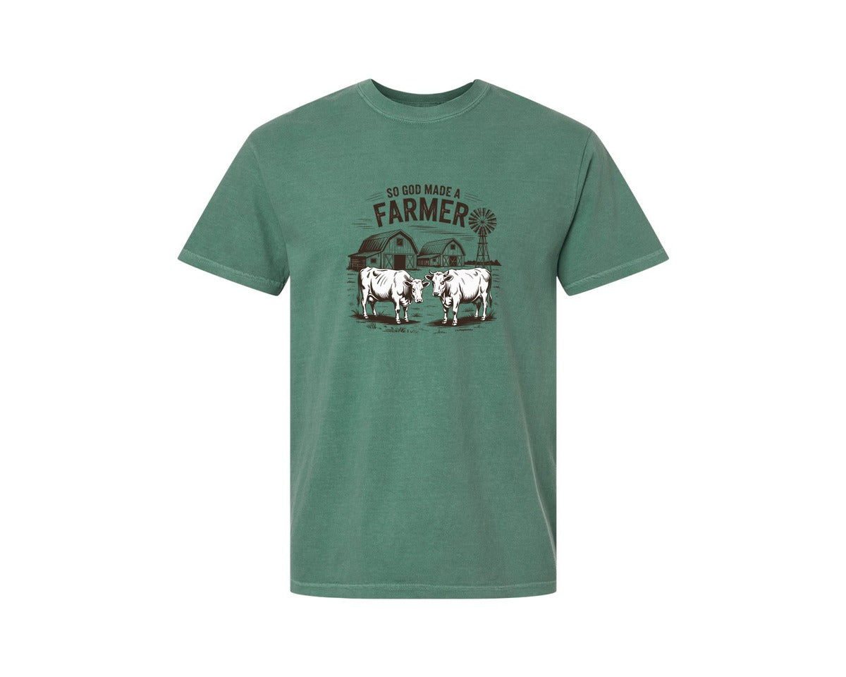 brand:Comfort Colors|color:Light Green|So God Made A Farmer Boho Farming Graphic T-Shirt