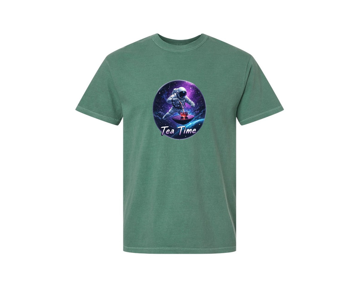 brand:Comfort Colors|color:Light Green|Astronaut Tea Time In Space T Shirt Graphic T-Shirt