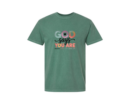 brand:Comfort Colors|color:Light Green|God You Are Inspirational Christian Qu Graphic T-Shirt