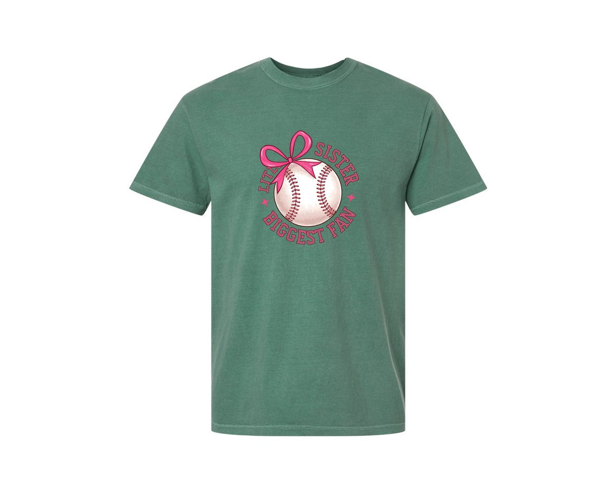 brand:Comfort Colors|color:Light Green|Baseball Sister Little Sister Graphic T-Shirt