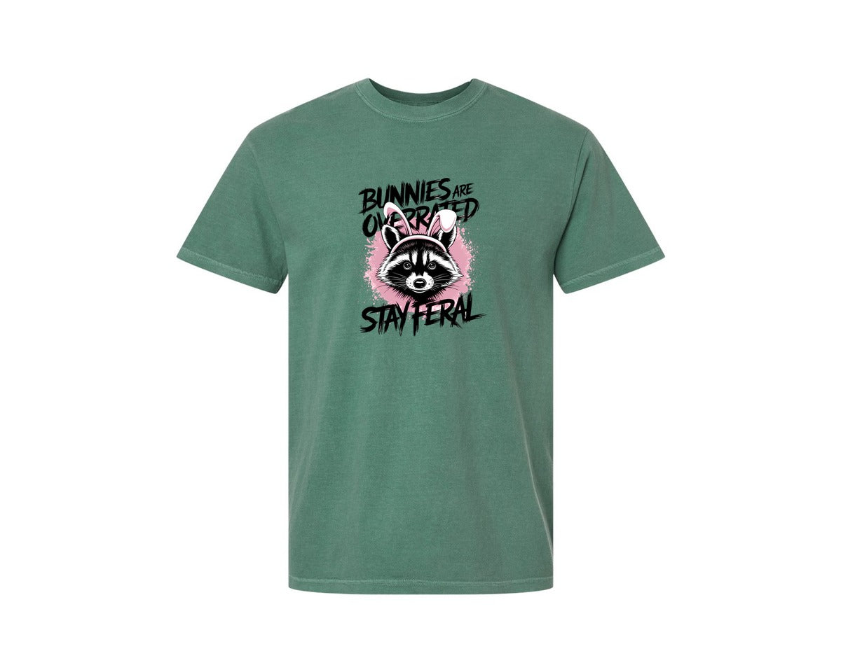 brand:Comfort Colors|color:Light Green|Bunnies Are Overrated Stay Feral 2 Graphic T-Shirt