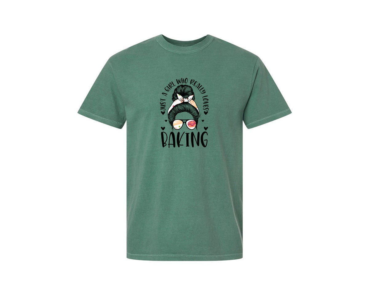 brand:Comfort Colors|color:Light Green|Baking Girl Hair Bow Sunglasses Graphic T-Shirt