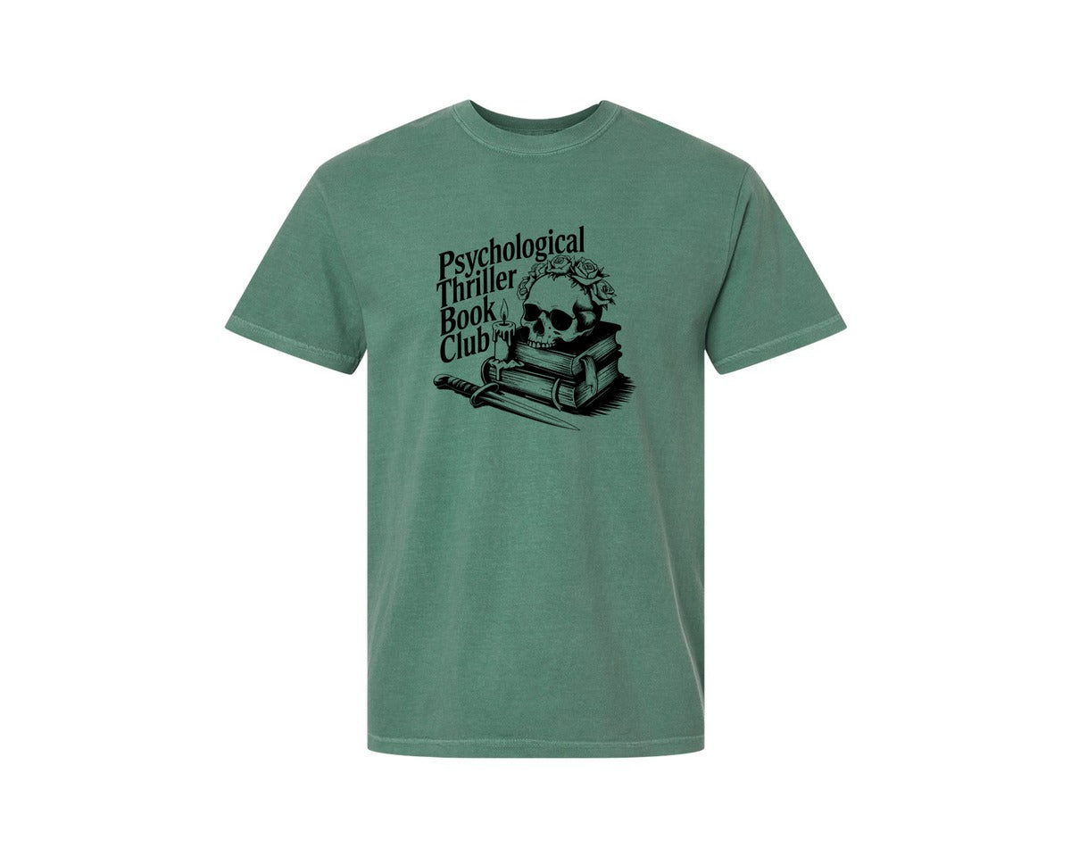 brand:Comfort Colors|color:Light Green|Psychological Thriller Book Club T S Graphic T-Shirt