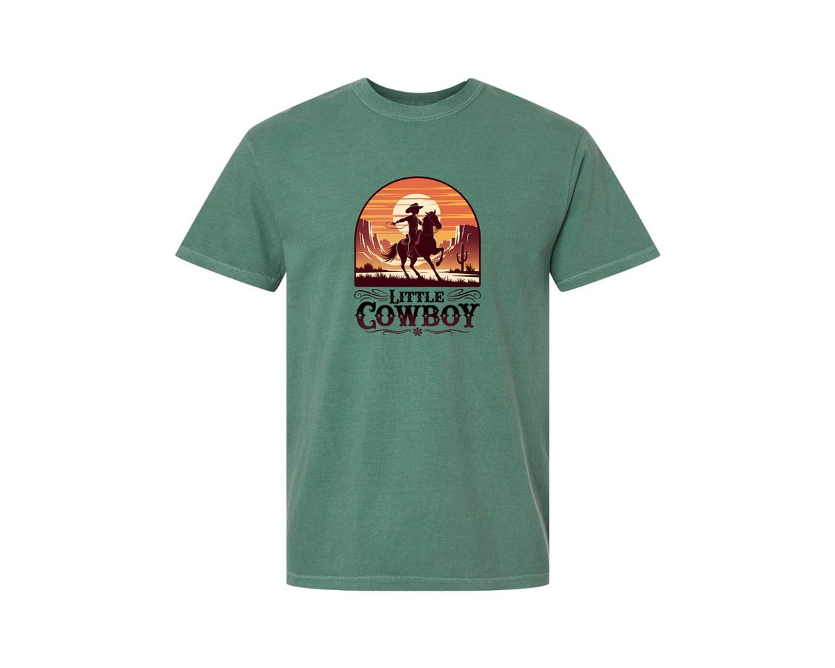 brand:Comfort Colors|color:Light Green|Little Cowboy Western Horse Riding 2 Graphic T-Shirt