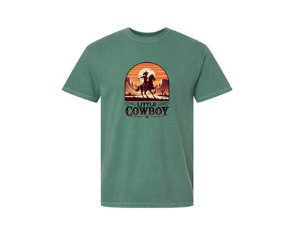 brand:Comfort Colors|color:Light Green|Little Cowboy Western Horse Riding 2 Graphic T-Shirt