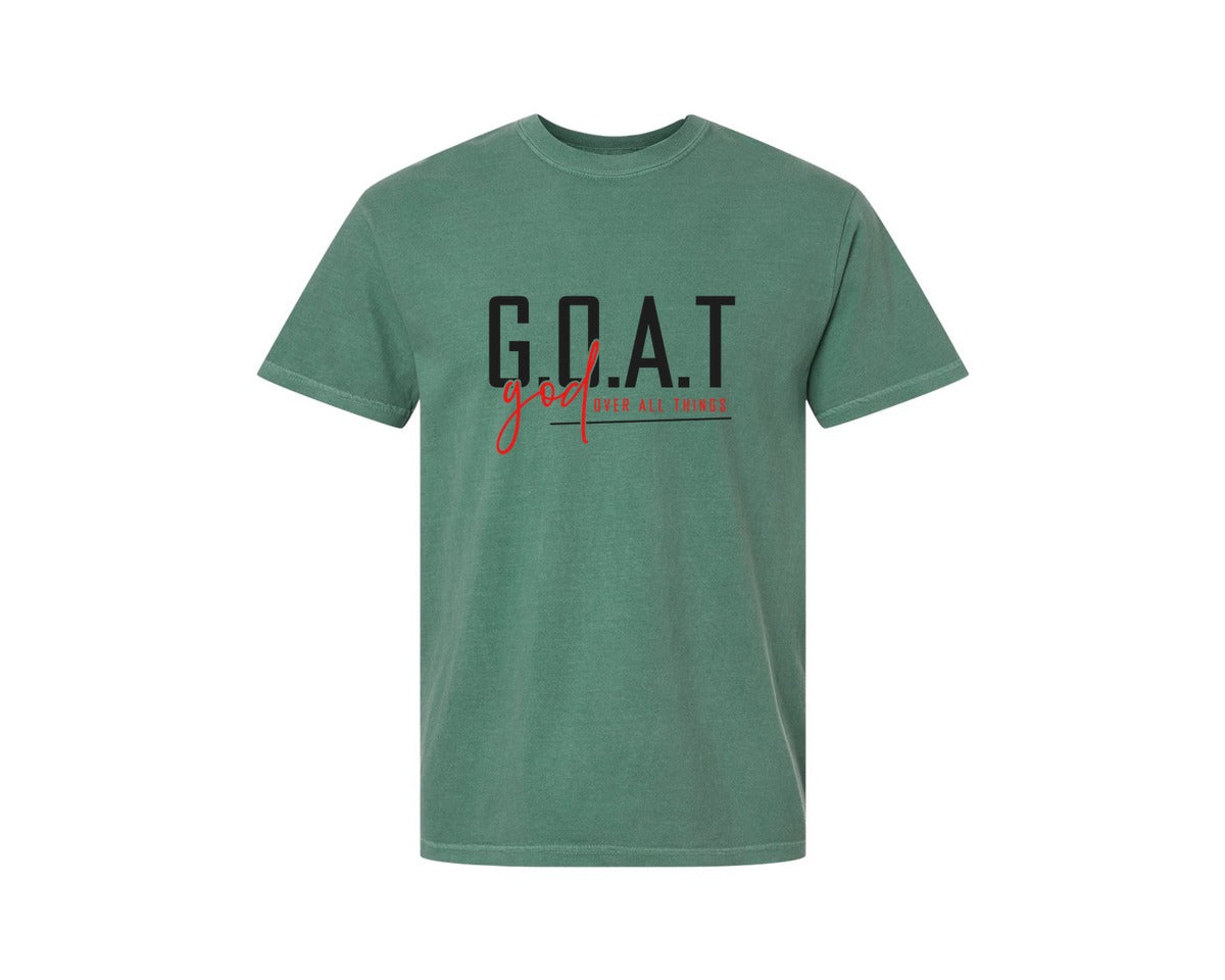 brand:Comfort Colors|color:Light Green|God Over All Things Shirt Design Graphic T-Shirt