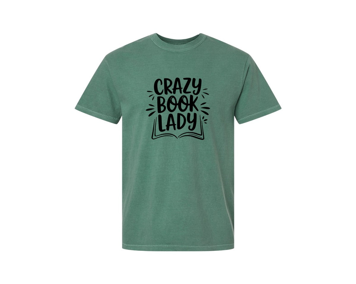 brand:Comfort Colors|color:Light Green|Crazy Book Lady T Shirt Design 4 Graphic T-Shirt