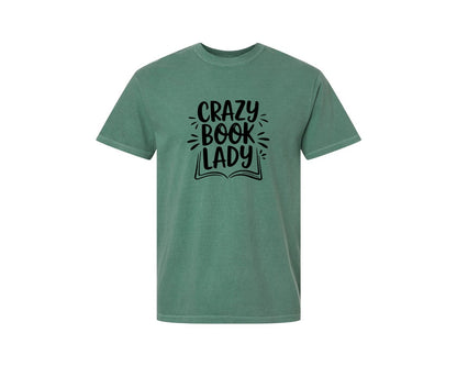 brand:Comfort Colors|color:Light Green|Crazy Book Lady T Shirt Design 4 Graphic T-Shirt