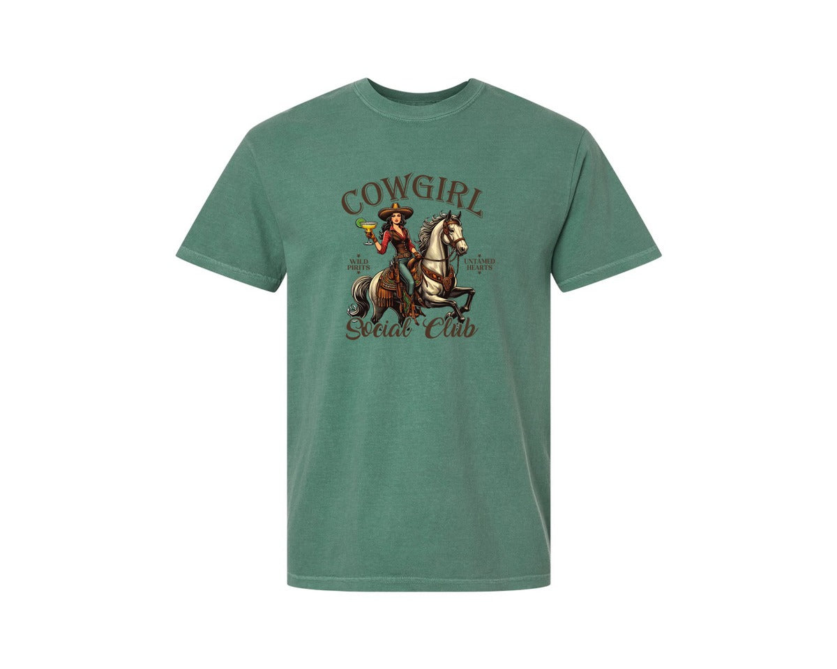brand:Comfort Colors|color:Light Green|Cowgirl Social Club Cowgirl Graphic T-Shirt