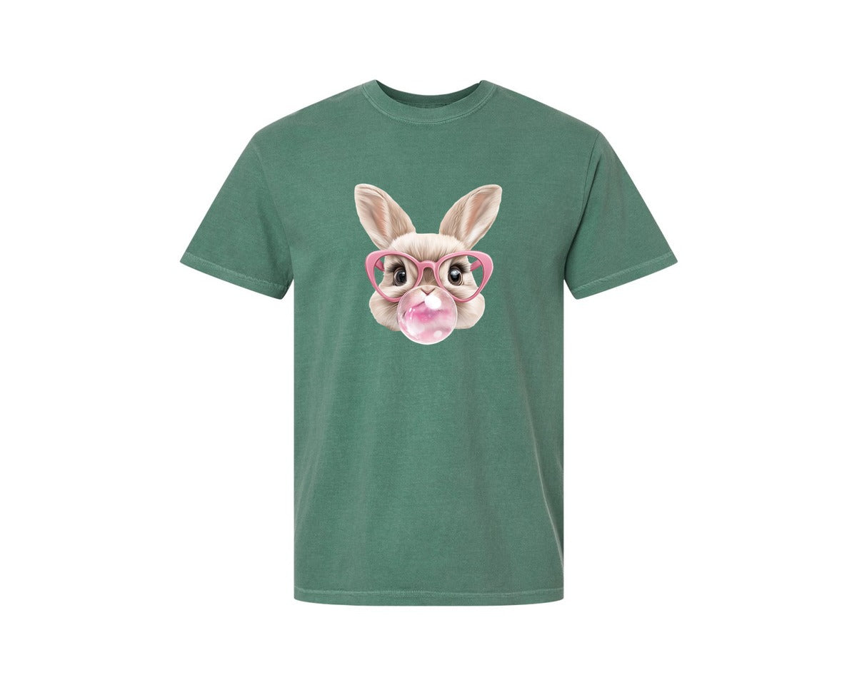 brand:Comfort Colors|color:Light Green|Easter Bunny Coquette Bunny Blowing 3 Graphic T-Shirt