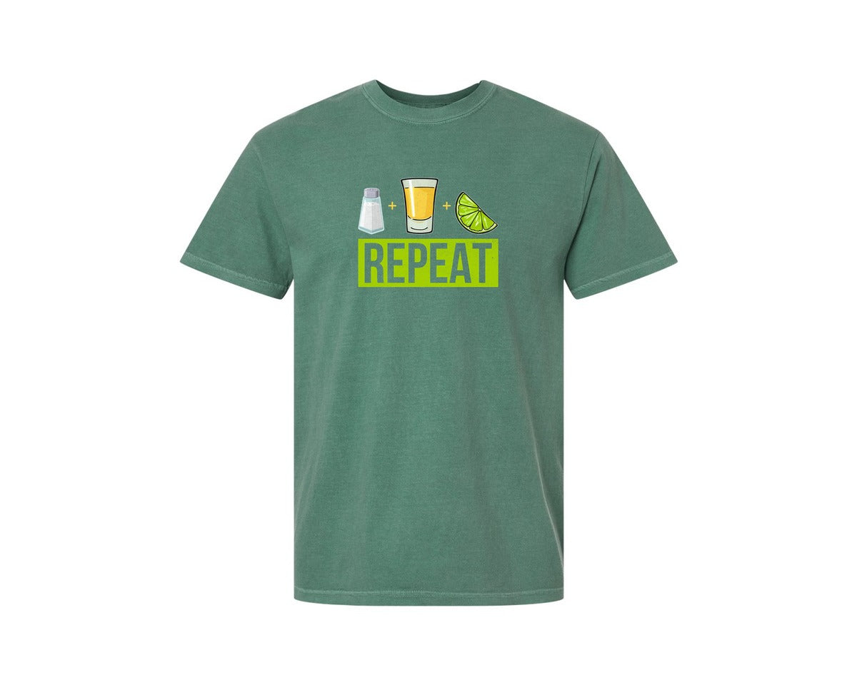 brand:Comfort Colors|color:Light Green|Salt Tequila Lime Repeat Graphic T-Shirt
