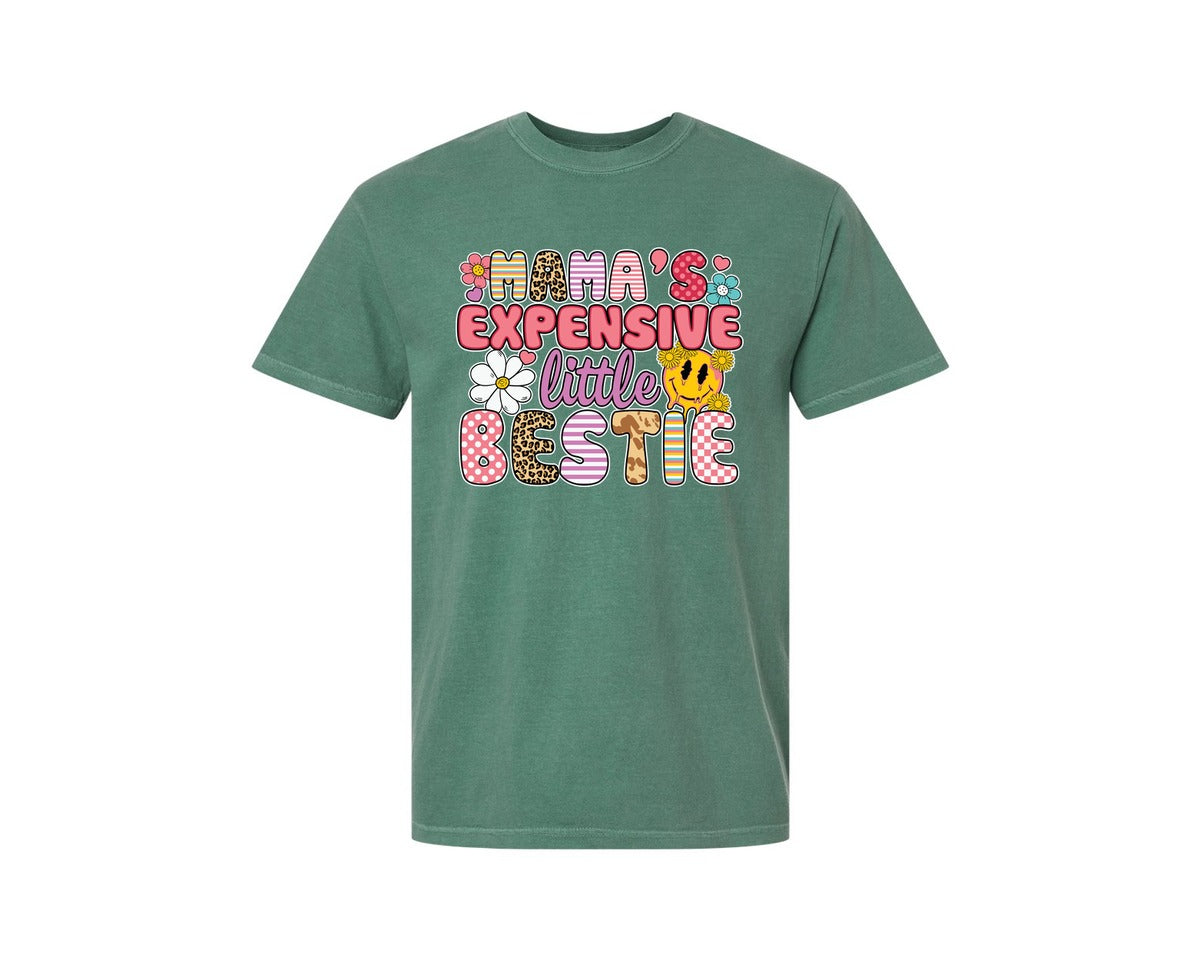 brand:Comfort Colors|color:Light Green|Mamas Expensive Little Bestie 9 Graphic T-Shirt