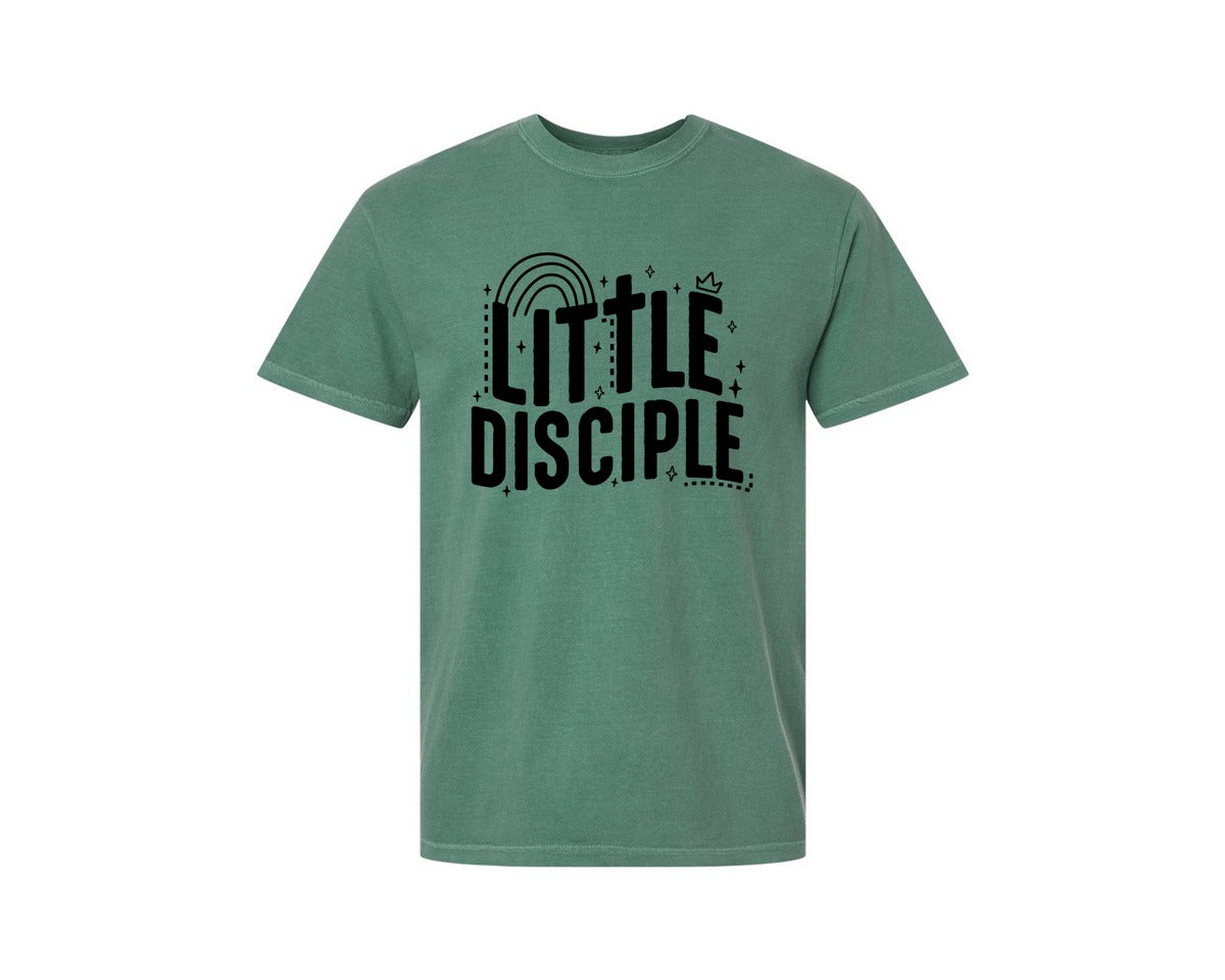 brand:Comfort Colors|color:Light Green|Retro Little Disciple Tshirt Kids Graphic T-Shirt
